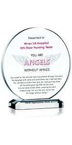 Personalized Crystal Angel Wings Nurse Appreciation Gift Plaque