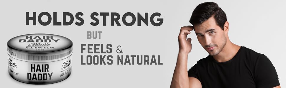 Strong Hold without the shine - hair daddy all day styling clay for men
