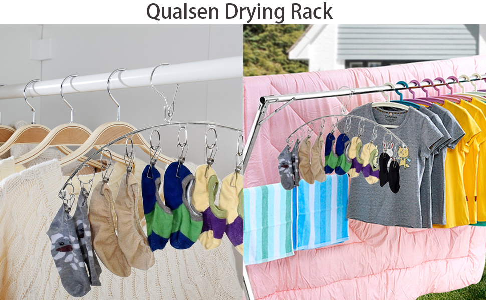 Qualsen Sock Hanger for Washing Line, Clothes Dryer Rack,Stainless