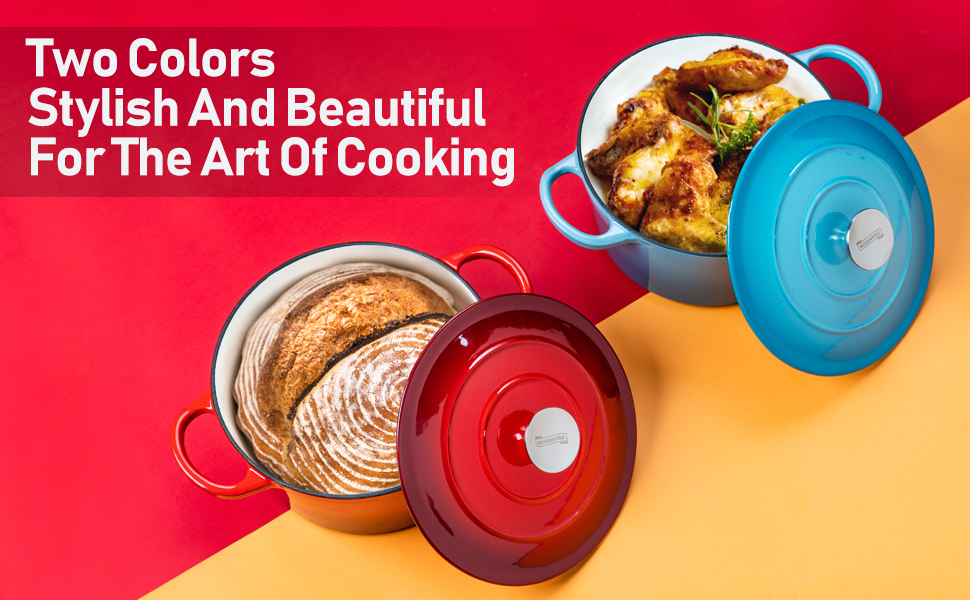 MICHELANGELO Dutch Oven 24cm, Cast Iron Dutch Oven Pot with Lid, 24cm/3