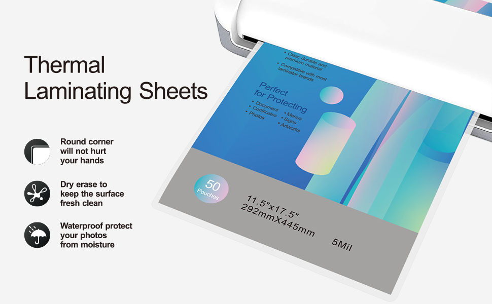 Ktrio Laminating Sheets Laminating Pouches 11 x 17 Inches, 5 Mil Clear