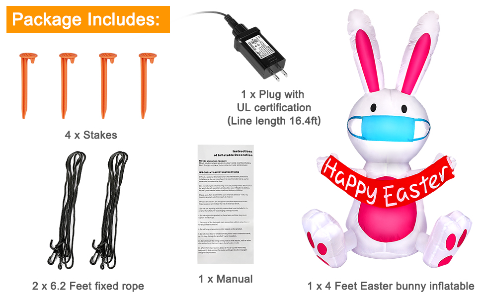 Achort Easter Inflatables Outdoor Decorations, Blow Up