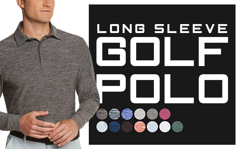 Three Sixty Six Men's Dry Fit Long Sleeve Polo Golf Shirt