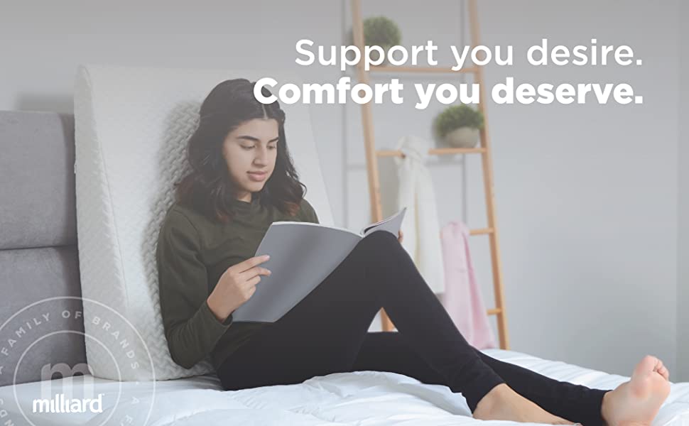 Milliard Bed Wedge Pillow with Memory Foam Top Helps with Acid Reflux
