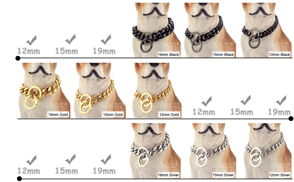 GZMZC Dog Chain Collar Black Color High Polished Stainless
