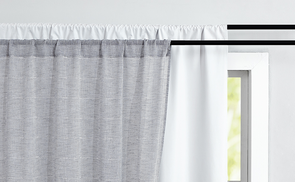 White Full Blackout Window Curtain Liner Panels Rod Pocket Bedroom Hang