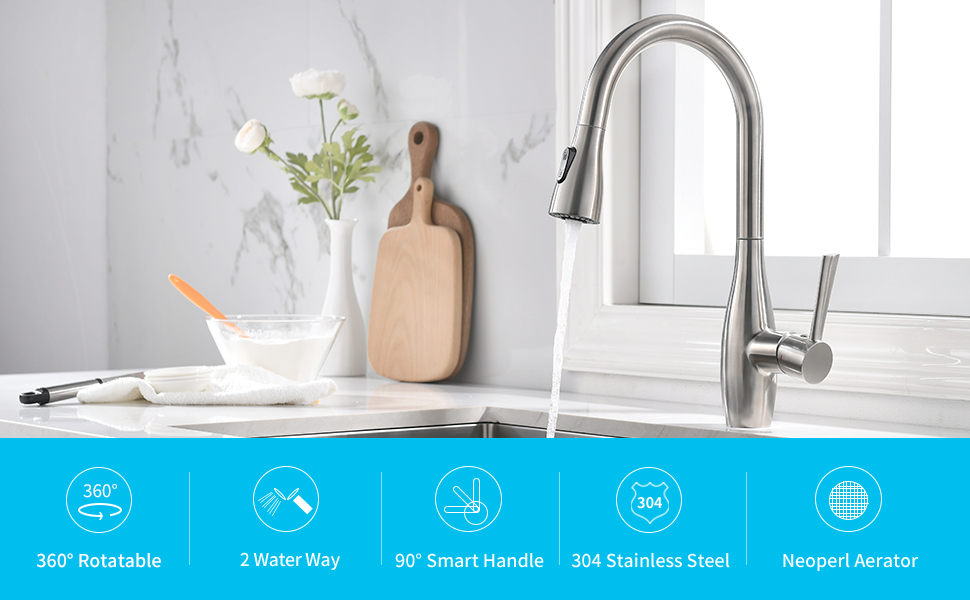 CREA Bar Sink Faucet, Kitchen Faucet with Pull Out Sprayer, cUPC Certified Pot Filler Faucet