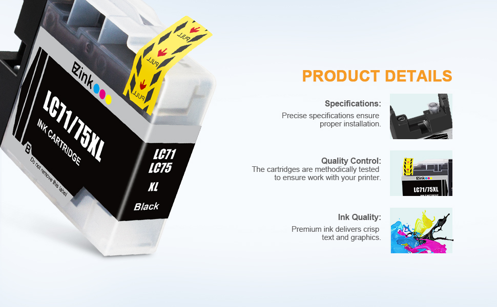 EZ Ink Compatible Ink Cartridge Replacement for Brother LC75 XL LC75