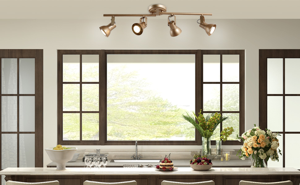 GEPOW LED Track Lighting Fixture, 4 Lights Modern Ceiling Spotlight