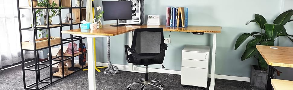 VJ301 TRIPLE MOTORS L-SHAPED ELECTRIC HEIGHT ADJUSTABLE STANDING DESK