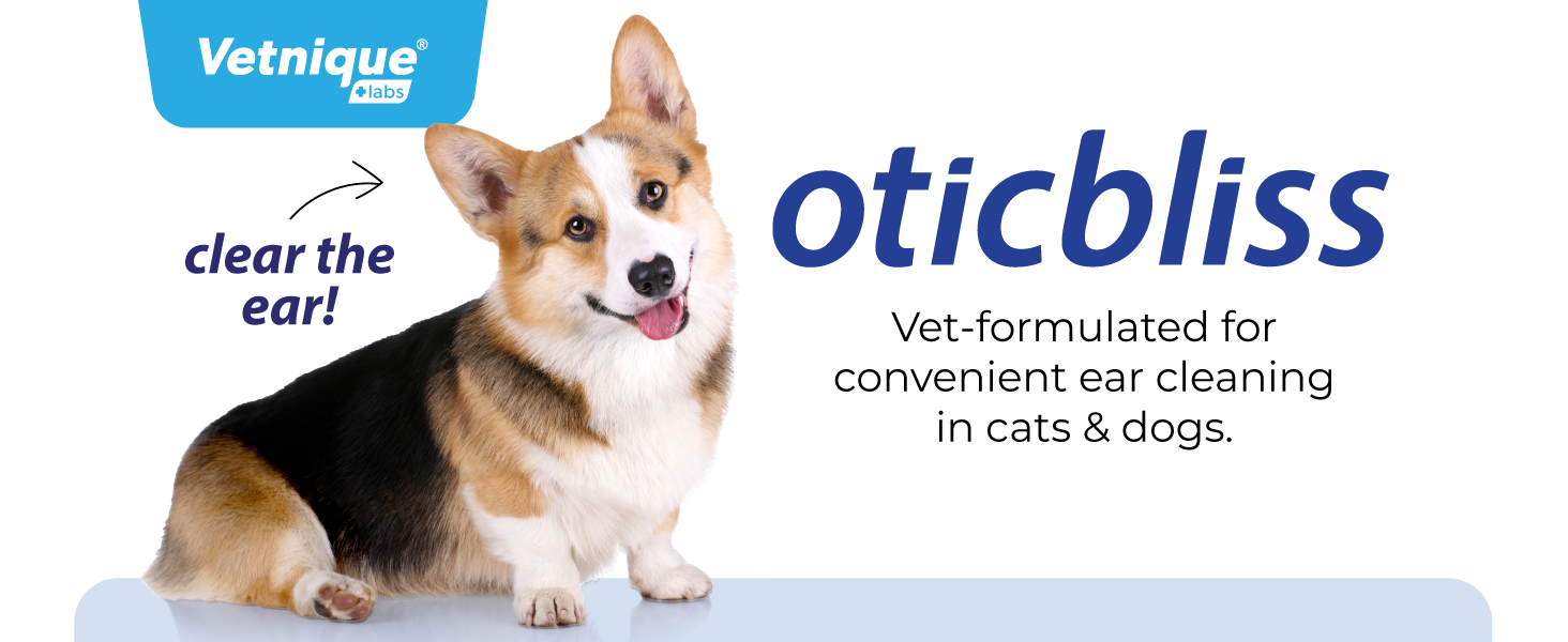 Oticbliss vet-formulated for ear cleaning in cats & dogs