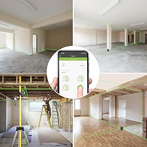 Huepar 3x360 Niveau Laser Vert Avec Bluetooth Avec Perche Télescopique Laser De 3,7m, Auto-nivellement Commutable Trois Lignes Laser à 360°, Niveau Laser Avec Mode Pulsé, Lunettes Incluses - 603LP 10 Ligne commutable: ●Appuyez brièvement sur le bouton "LASER" pour changer les combinaisons de lignes laser à tour de rôle. ●Les lignes laser peuvent être sélectionnées séparément en fonction des exigences du travail via APP. ●La ou les lignes laser peuvent être temporairement désactivées par téléphone lorsque vous devez partir pendant un certain temps.