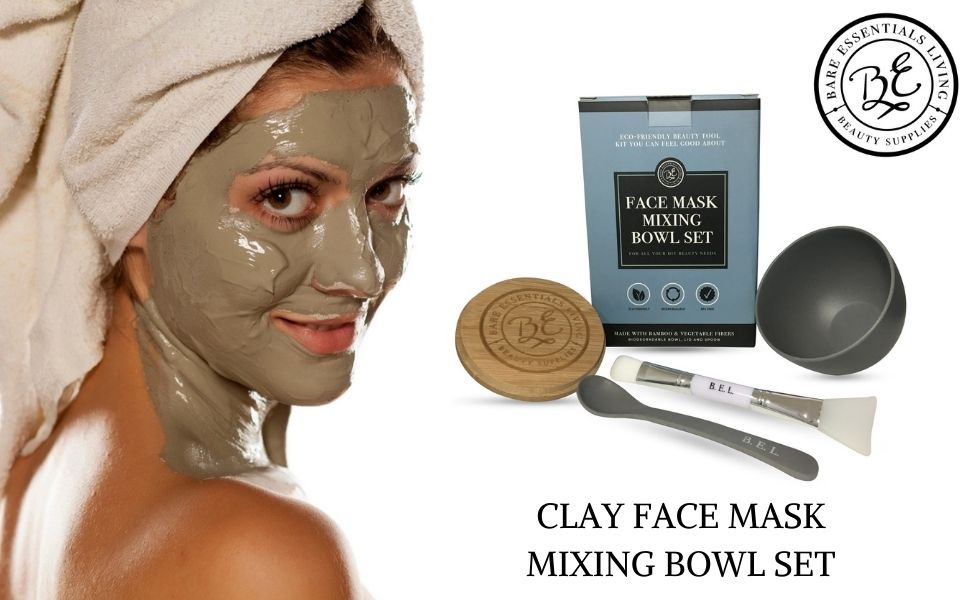 Clay Face Masks Mixing Bowl Set Package with Bamboo Lid, Spoon, Twin