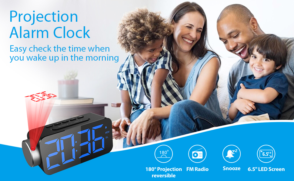 GlobaLink Projection Alarm Clock, Ceiling Digital Clock with Adjustable