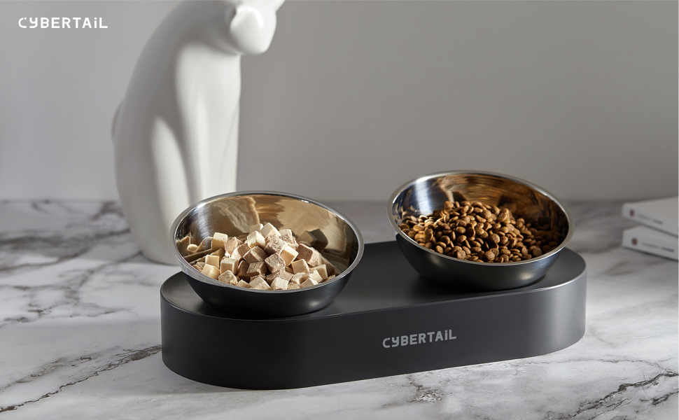 PETKIT CYBERTAIL Bol Surélevé Pr Chat En Acier Inoxydable, Inclinés Bols De Nourriture Pr Chat, Bols D'alimentation Antidérapants Sans Déversement Pr Chats Et Petits Chiens 15 Chat et chien Bol antidérapant Chat et chien Grand bol Distributeur pour chat et chien Machine à nou