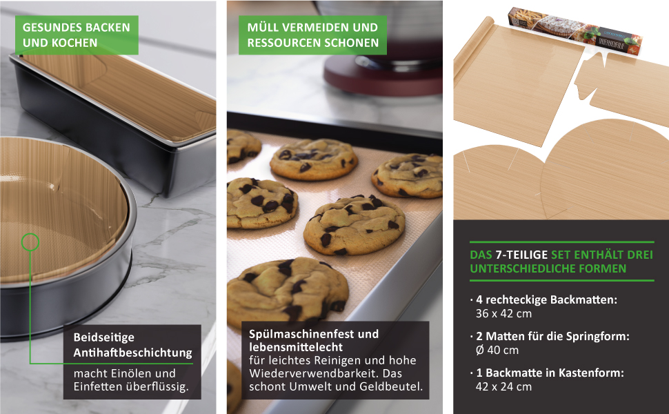 Arendo - Dauerbackfolie im 7er Set – wiederverwendbares Premium ...