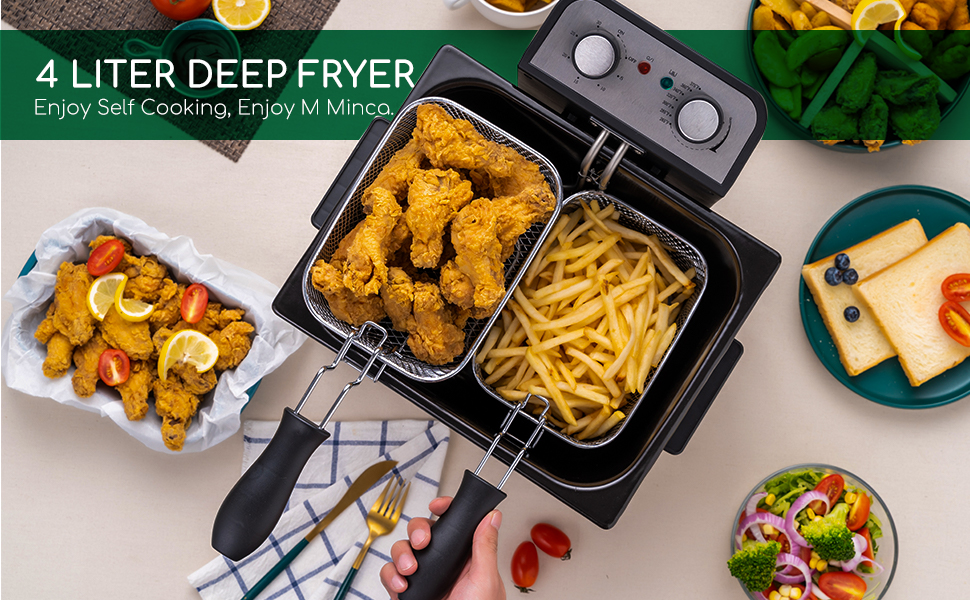 Deep Fryer with Adjustable Temperature Knobs & Timer