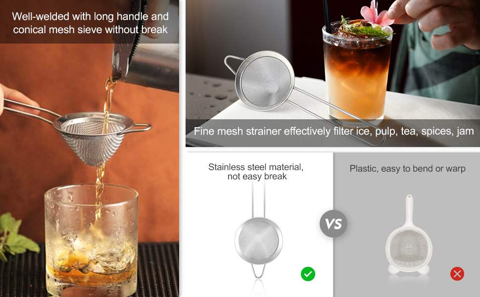 AIEVE Cocktail Strainer, 2 Pack Stainless Steel Bar Strainers, Tea