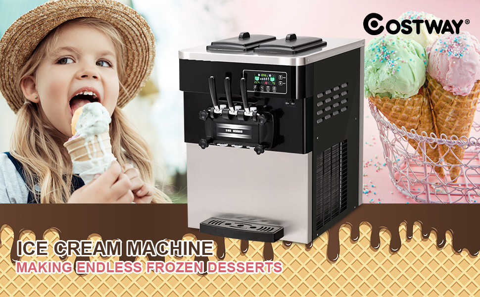 COSTWAY Commercial Ice Cream Machine, Automatic 2200W 2028L/5.37