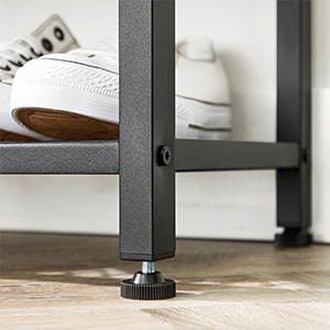 Songmics VASAGLE Appendiabiti Autoportante, Portaoggetti Per Ingresso, 8 Ganci Doppi, Panca Scarpiera, 2 Ripiani A Rete, Camera Da Letto, Struttura In Acciaio, Industriale, Marrone Vintage E Nero 16 1