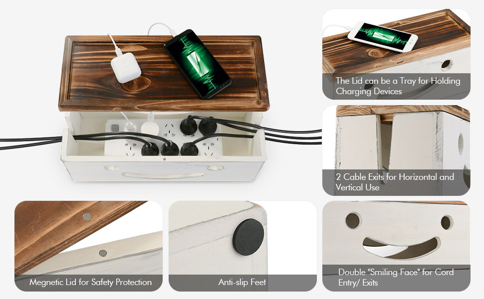 Sunix Cable Management Box, Cord Organizer to Cover and Hide & Power