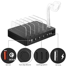 QC 3.0 Charging Station,AIZBO 60W 12A 6 Port Docking Stations & Desk Organizer