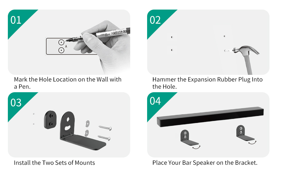 HomeMount Universal Soundbar Wall Mount Adjustable Sound bar Mounts