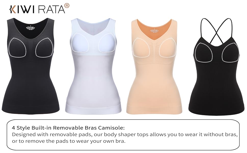 KIWI RATA Women Cami Shapewear Tank Top Seamless Body Shaper Slimmer Cami Waist Shaper Camisole