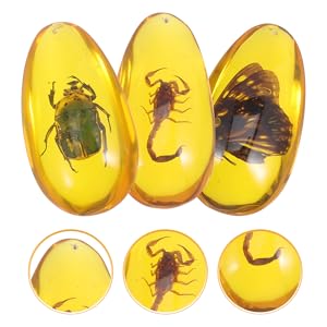 Amazon | PLAFOPE 3個樹脂昆虫琥珀標 装飾品 子供用認知玩具