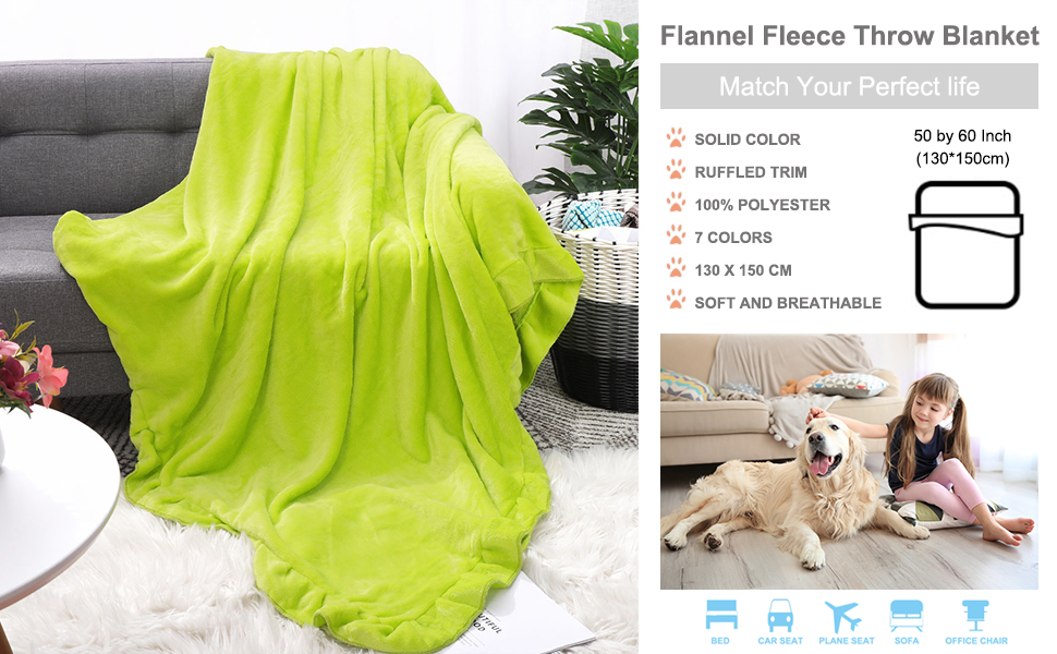 PiccoCasa Fleece Throw Blanket Flannel Throws Blankets for Sofa Bed