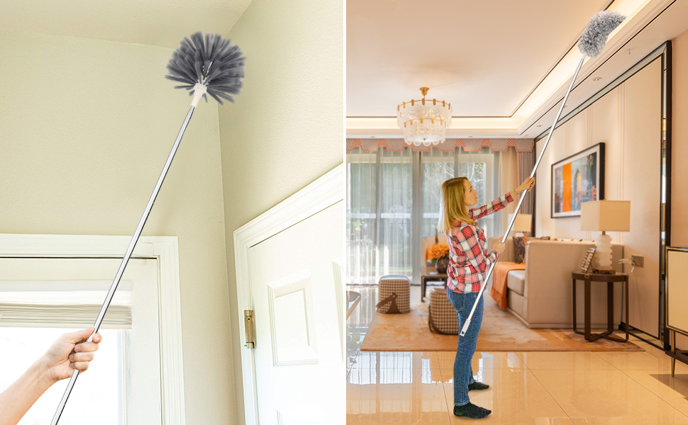 Abealv Telescoping Microfiber Duster Extendable Cobweb