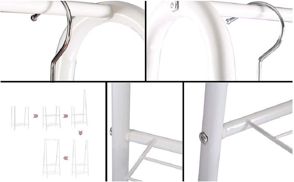 ADA Heavy Duty Steel Clothing Garment Rack with 2 with Bottom Shelves Freestanding