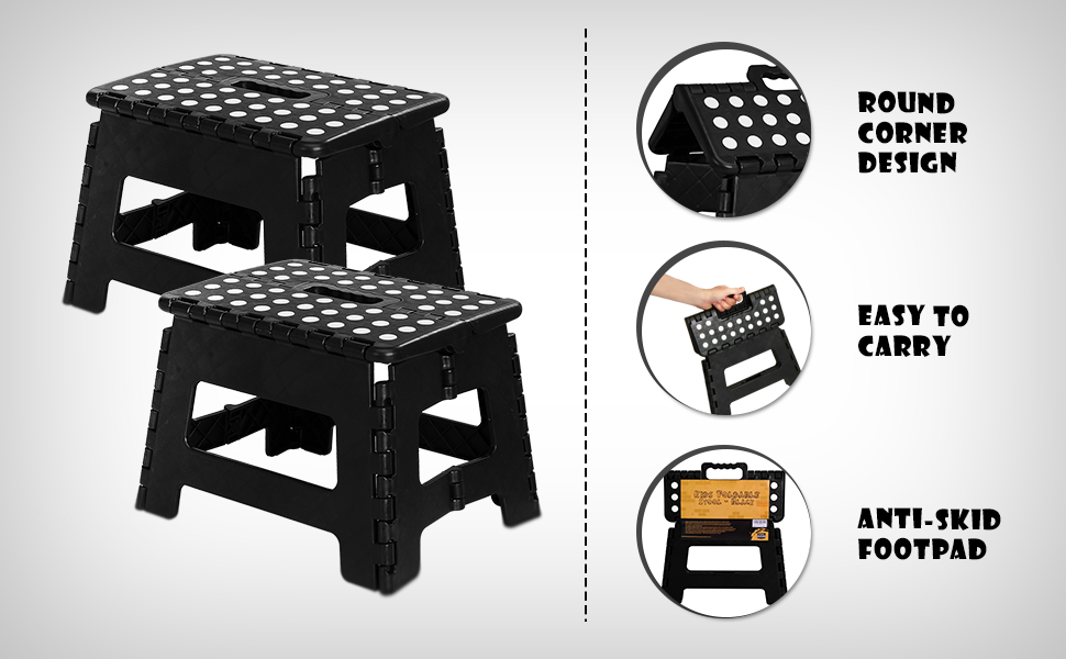 Utopia Home Folding Step Stool (Pack of 2) Foot Stool 11 Inch Wide & 9 Inch Height