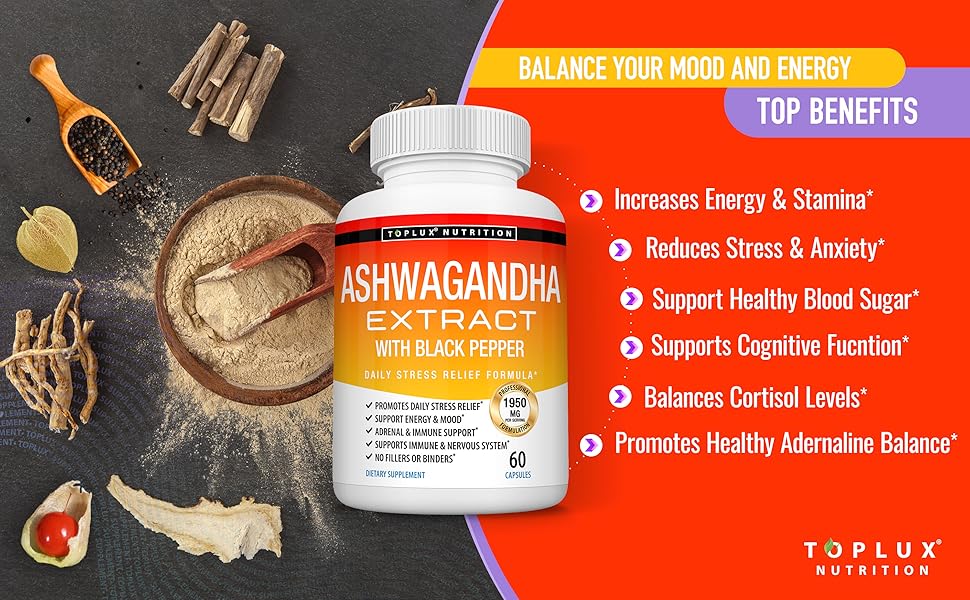 ashwagandha extract toplux supplement black pepper