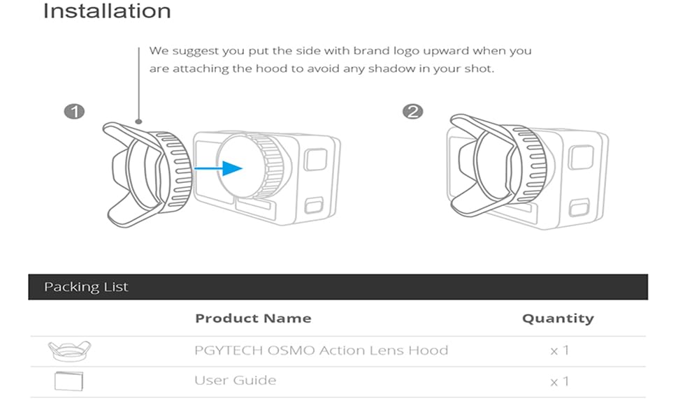 PGYTECH Lens Hood for DJI Osmo Action Electronics