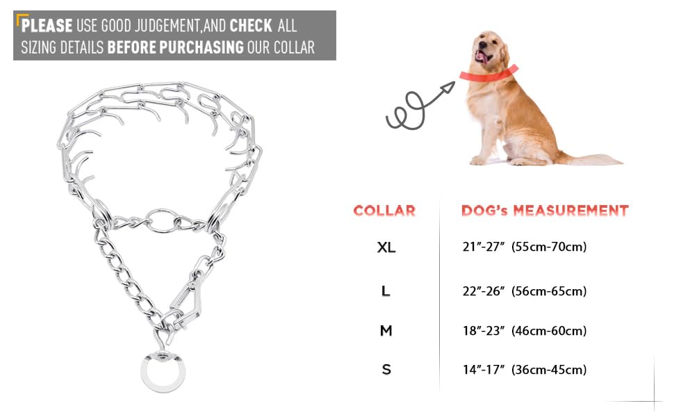 Dog Prong Collar, UltraPlus Chrome Plated Training Collar