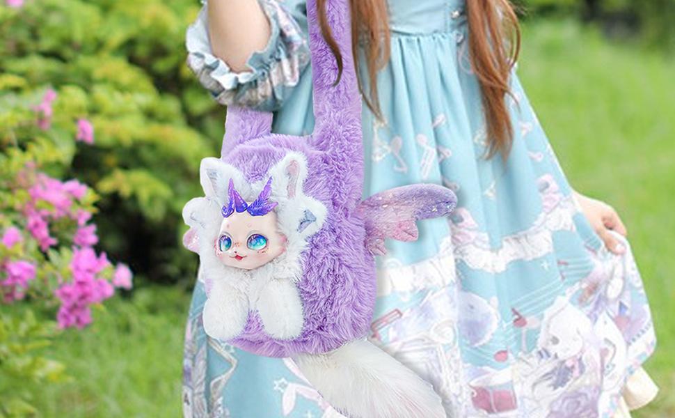 新品　未使用　カラフルな線のぬいぐるみ型バックパック Amazon | 女性用ぬいぐるみトートバッグ、ぬいぐるみトート