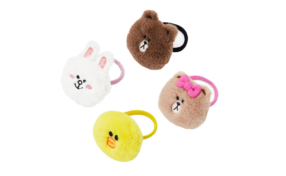 Amazon Line Friends 公式 商品 ぺたんこファーヘアゴム チョコ Line Friends ヘアゴム 通販