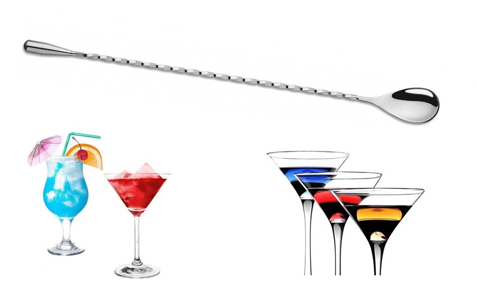 6 Pcs 12 Inch Bar Mixing Spoon Cocktail Spoon Stainless