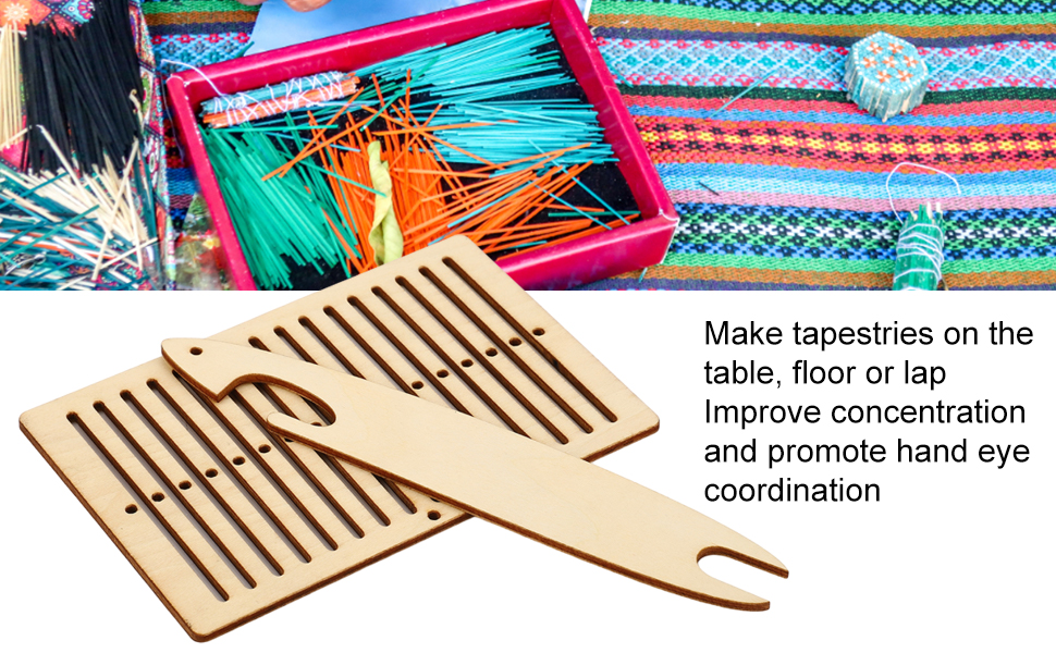 Walfront 2 Pcs Weaving Retro Craft Kit Weaving Wooden