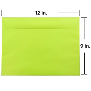lime green 9 x 12 booklet envelope