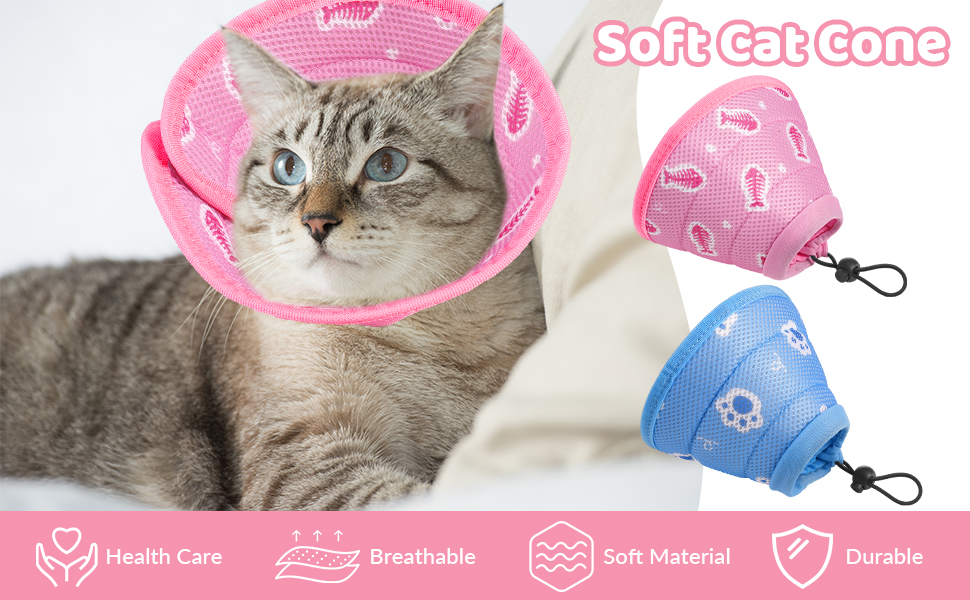Zuimei Cat Cone Collar Soft, Adjustable Cat Recovery Collar Cone for
