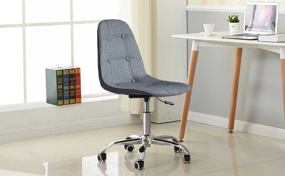 TUKAILAi Adjustable Swivel Office Chair with Chrome Base, Wheels and