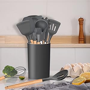 kitchen utensil set with holder