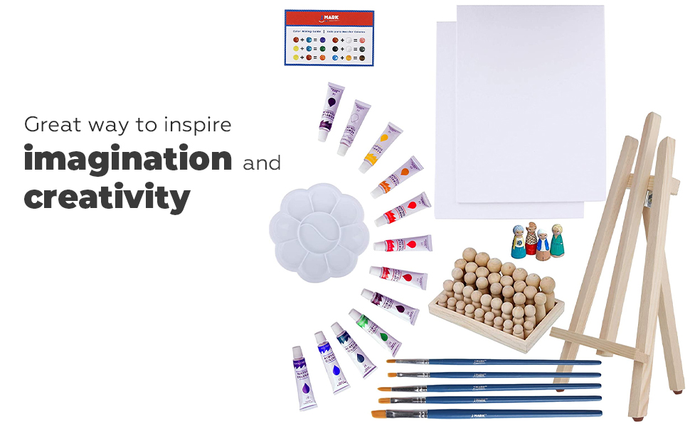 Art Canvas Paint Set Supplies 63 Piece Paint Kit Canvas