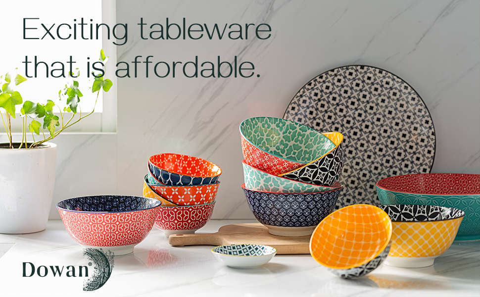 Dowan Porcelain Cereal Bowl, Ceramic Salad Bowl, Soup Bowl, Cereal Bowl