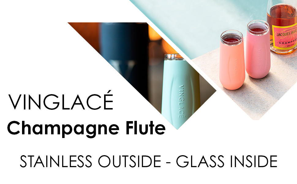 Vinglace Champagne Flute Portable Insulator for Sparkling Wine and Champagne
