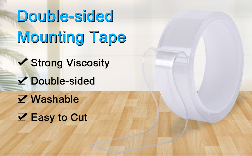 Double Sided Mounting Tape, Wisdompro Clear Reusable
