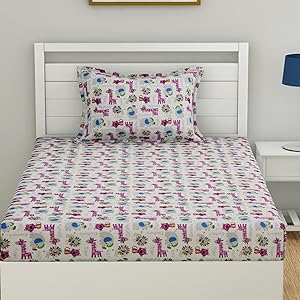 CARTOON KIDS COTTON SINGLE PLAIN BEDSHEET KING SIZE BOMBAY DYEING PORTICO
