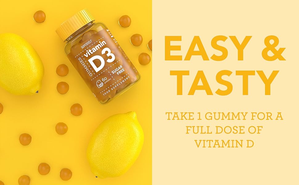 Vitamin D Gummies 1000IU 60 Chewable Gummies 1000 IU Vitamin D3 per Gummy High Strength